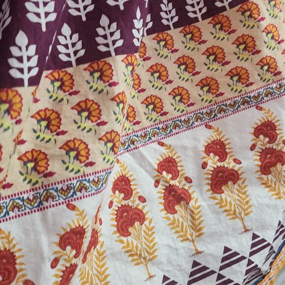 Khaadi Cotton Pom Pom Long Sleeve Flare Tunic Boho Artisan Print | Women Size 8 - Picture 7 of 12